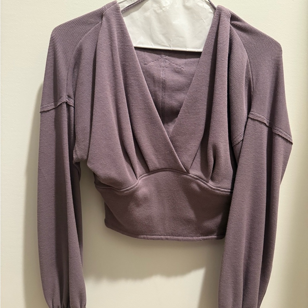 Free People Purple Wrap Crop Blouse
